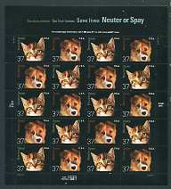 "Neuter & Spay" Issue Mint Sheet of 20 United States, 2002